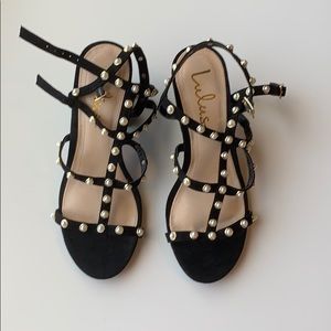 Lulu’s Pearl Studded Block Heel